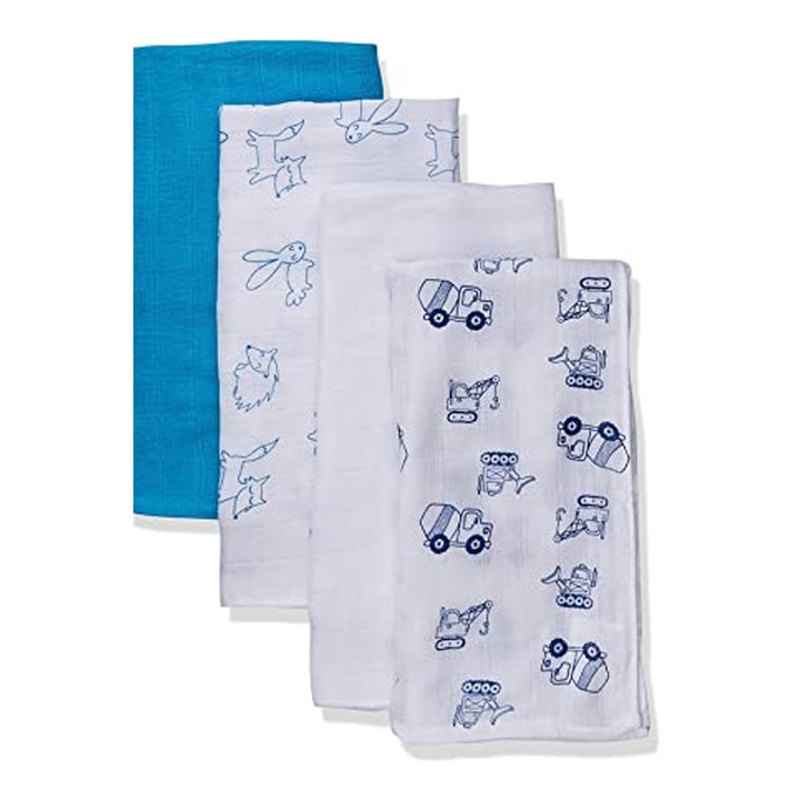 Комплект муселинови пелени Care Baby, 5052379-4-AZ14495, 4 броя, 70x70cm, Памучни, 4 десена, За момче