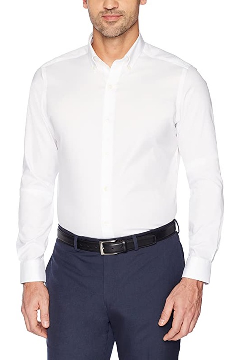 Férfi gombos ing 1275957-AZ14495, gombos gallér, pamut, fehér, gallér 15,5", M