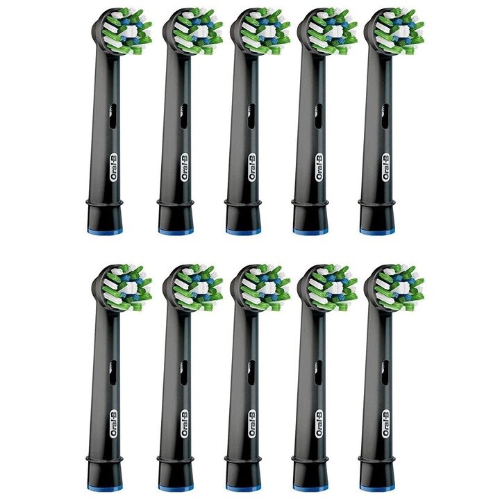Комплект от 10 броя резервни приставки за електрическа четка за зъби Oral-B Cross Action CleanMaximizer, Черен