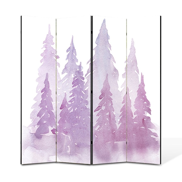 Paravan 4 piese Premium TrueColor, Art Star, Pictura cu brazi, Panza pe cadru de lemn, Decoratiuni Moderne pentru Casa, 4 Panouri de 35 x 150, 140 x 150 cm