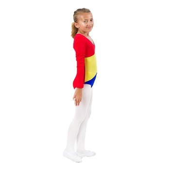 Costum gimnastica copii tricolor bumbac 8-10ani Costum gimnastica copii tricolor bumbac 8-10ani
