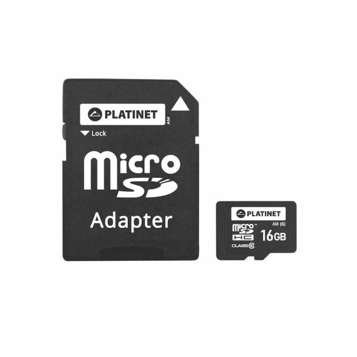 Microsd карта, 16gb, клас 10, включен адаптер, платина