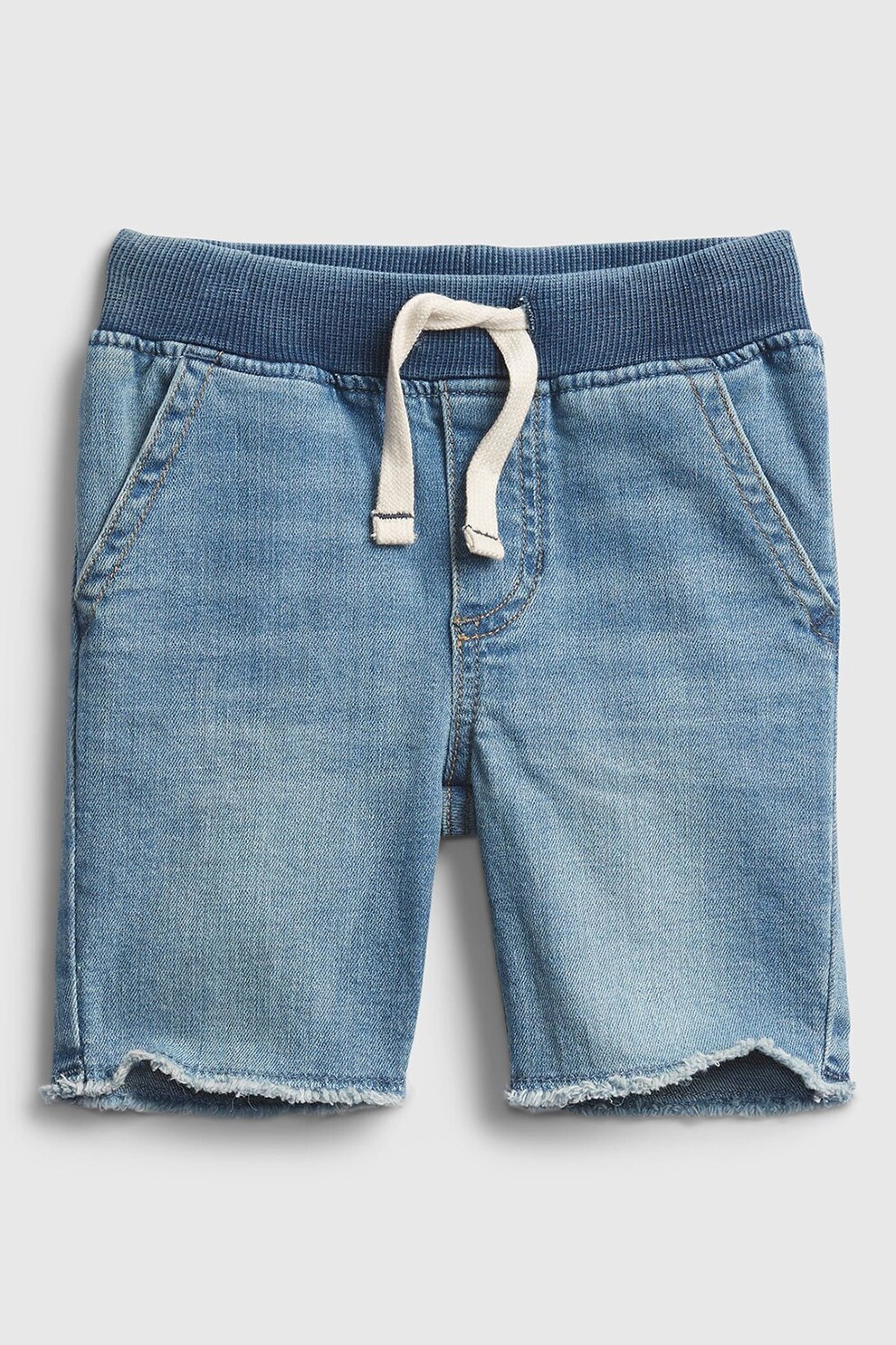 GAP, Pantaloni scurti de denim cu snur in talie, Albastru deschis