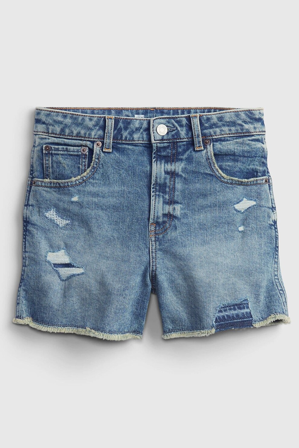 GAP, Pantaloni scurti de denim elastic cu talie inalta Sky, Albastru