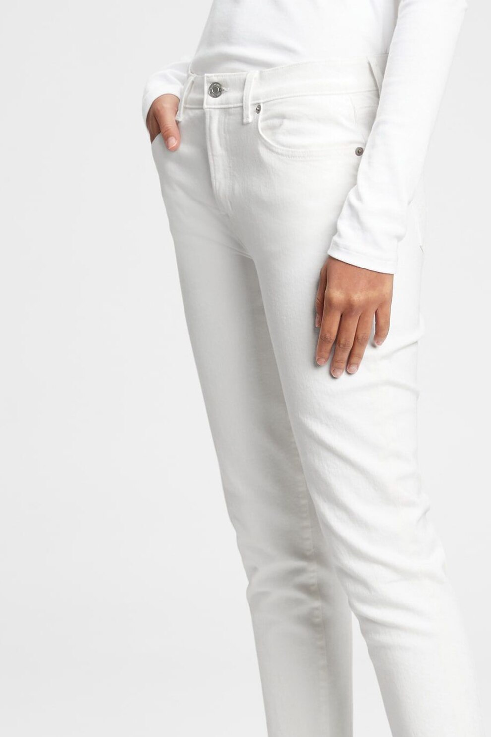GAP, Blugi crop cu talie medie, Alb
