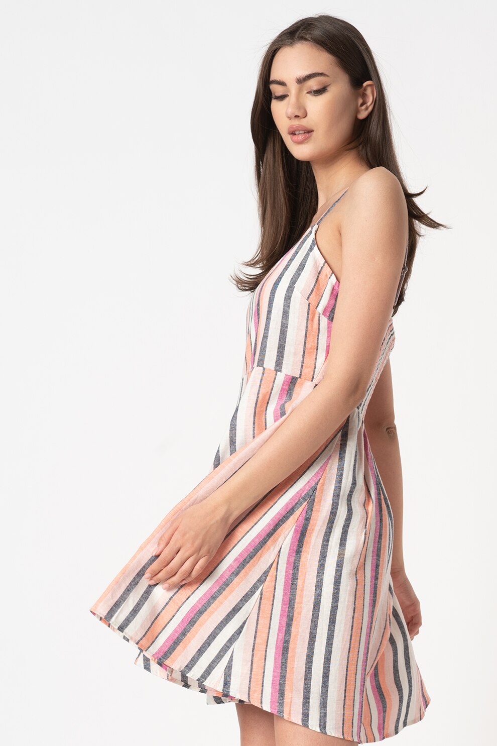 GAP, Rochie evazata cu bretele ajustabile, Oranj/roz/negru