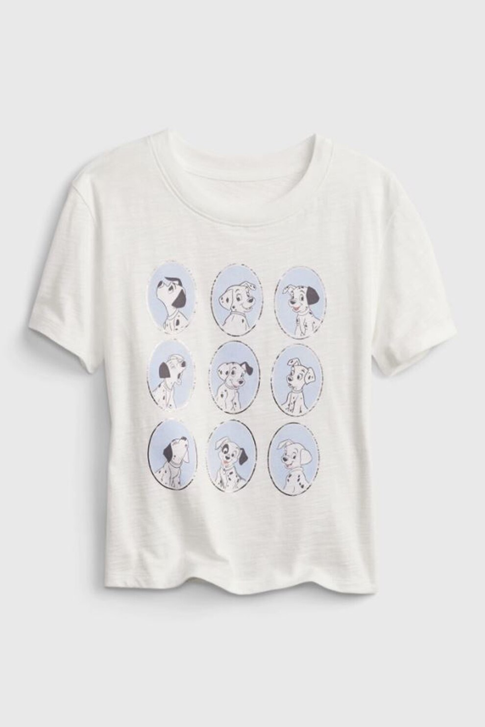 GAP, Tricou cu imprimeu si decolteu rotund, Alb