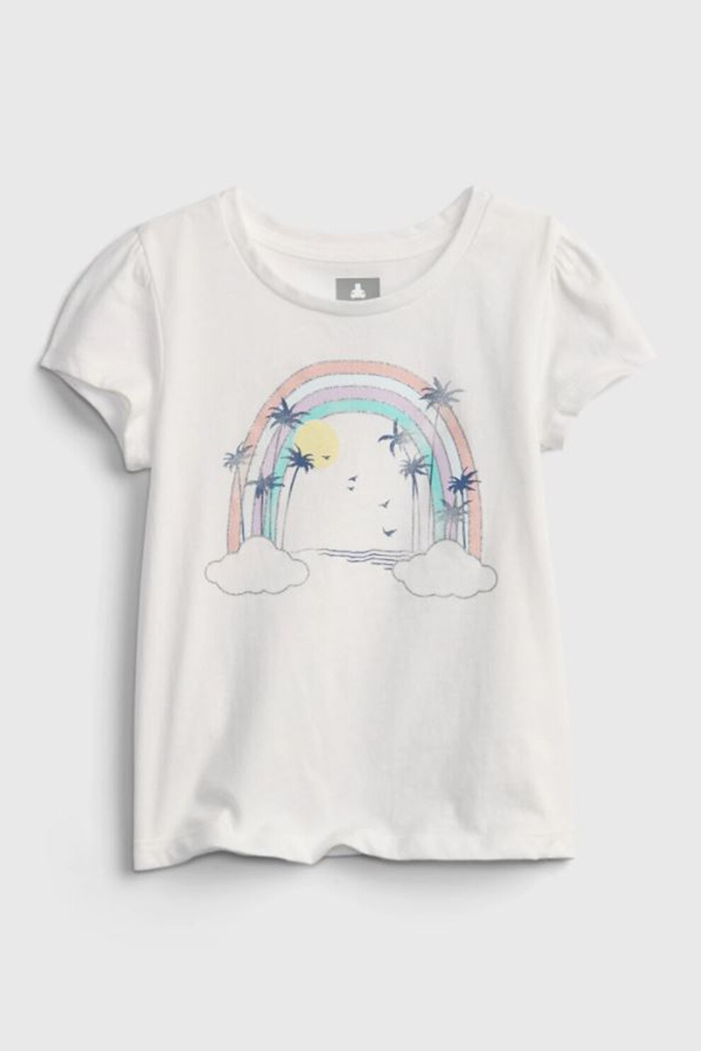 GAP, Tricou de bumbac cu imprimeu, Alb