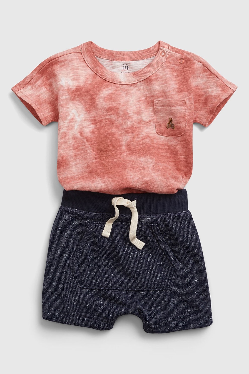 GAP, Set 2 piese de tricou de bumbac si pantaloni scurti, Multicolor, Multicolora