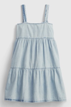 GAP, Rochie de denim cu aspect decolorat, Albastru pastel GAP, Rochie de denim cu aspect decolorat, Albastru pastel
