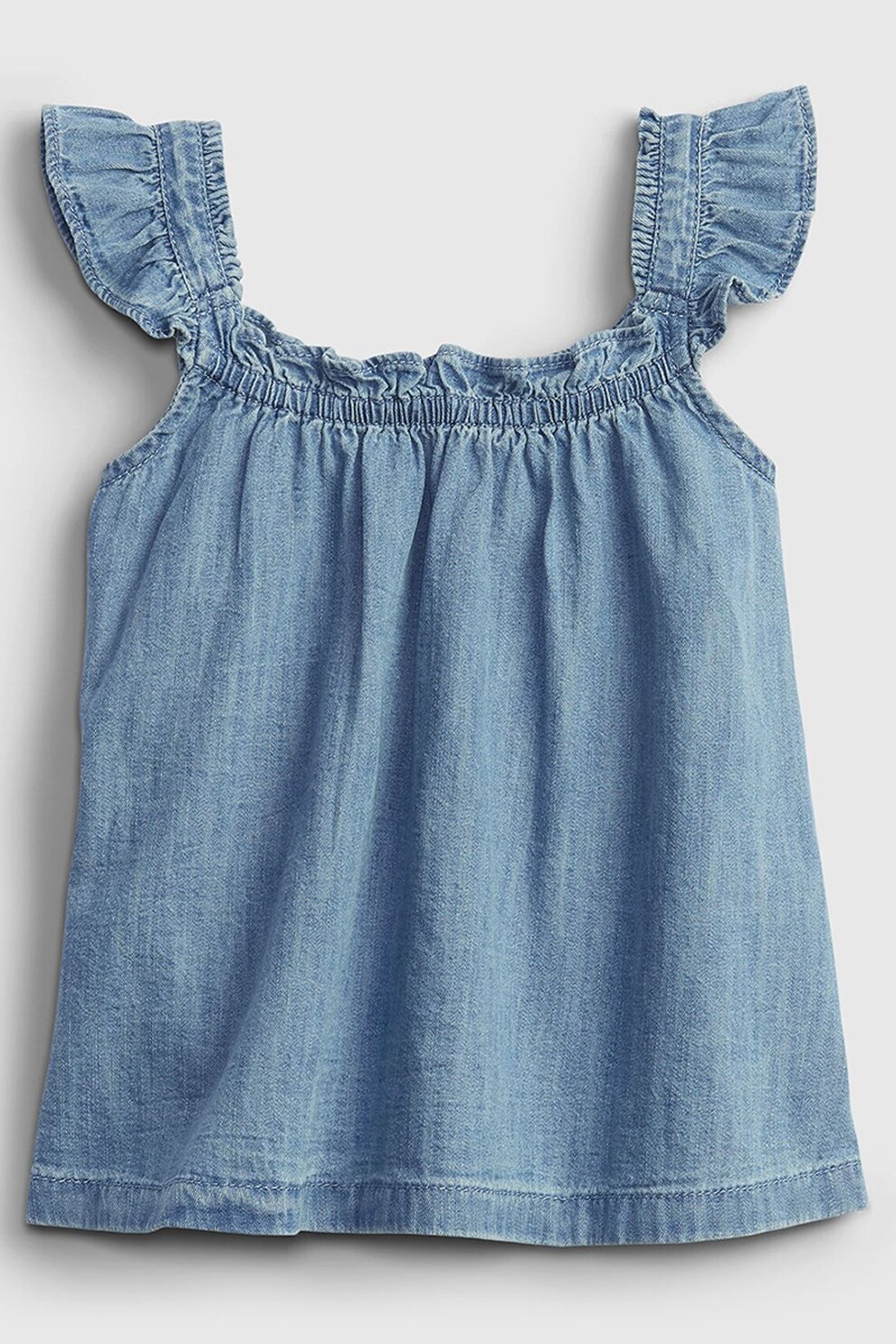 GAP, Top din chambray cu volane, Albastru lavanda