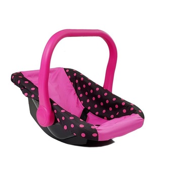 Scoica de jucarie pentru papusi, Alice, negru cu buline roz, LeanToys, 7697 Scoica de jucarie pentru papusi, Alice, negru cu buline roz, LeanToys, 7697