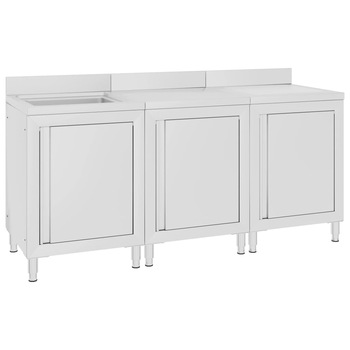 Set de 3 dulapuri comerciale pentru bucatarie, vidaXL, Otel inoxidabil, 180 x 60 x 96 cm, Argintiu Set de 3 dulapuri comerciale pentru bucatarie, vidaXL, Otel inoxidabil, 180 x 60 x 96 cm, Argintiu