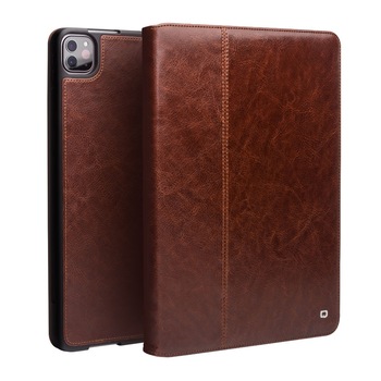 Husa pentru iPad Pro 11 (2020), iPad Pro 11 (2018), iPad Air 4 (2020), versiune compatibila, piele naturala, cu suport pencil, stand si suport mana, smart cover, Qialino Classic, Maro coffee Husa pentru iPad Pro 11 (2020), iPad Pro 11 (2018), iPad Air 4 (2020), versiune compatibila, piele naturala, cu suport pencil, stand si suport mana, smart cover, Qialino Classic, Maro coffee