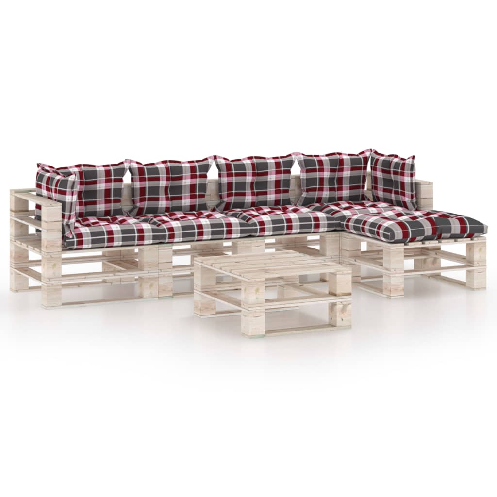 Set mobilier gradina din paleti, 6 piese, cu perne, lemn de pin