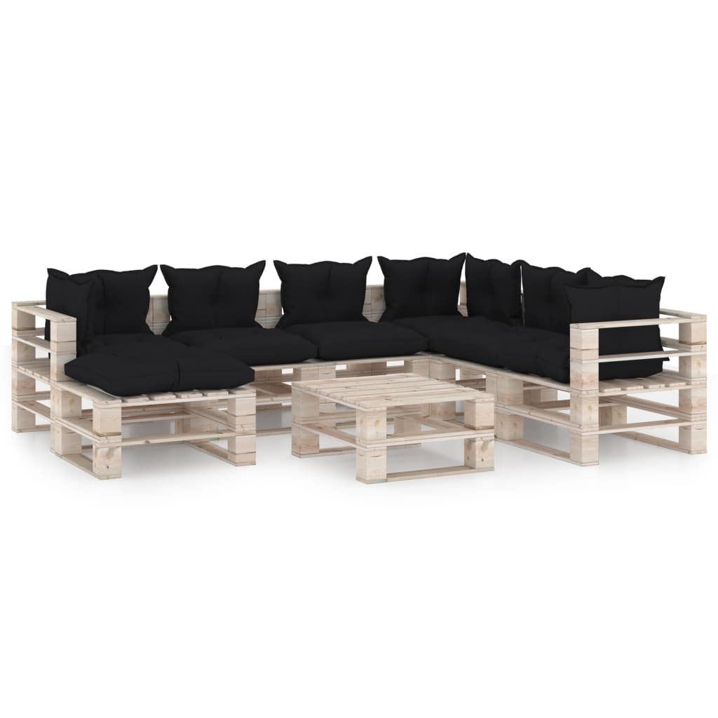 Mobilier de gradina din paleti cu perne colorate cu 24 de piese, vidaXL, Lemn, 70 x 67.5 x 62 cm, Negru