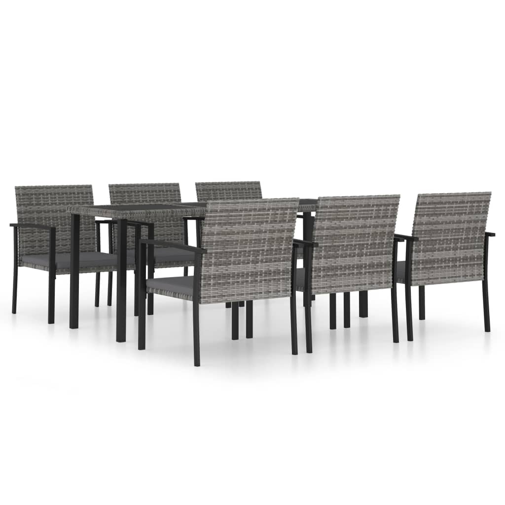 Mobila de gradina cu 7 piese cu perne gri, vidaXL, Poliratan, 180 x 70 x 73 cm, Gri