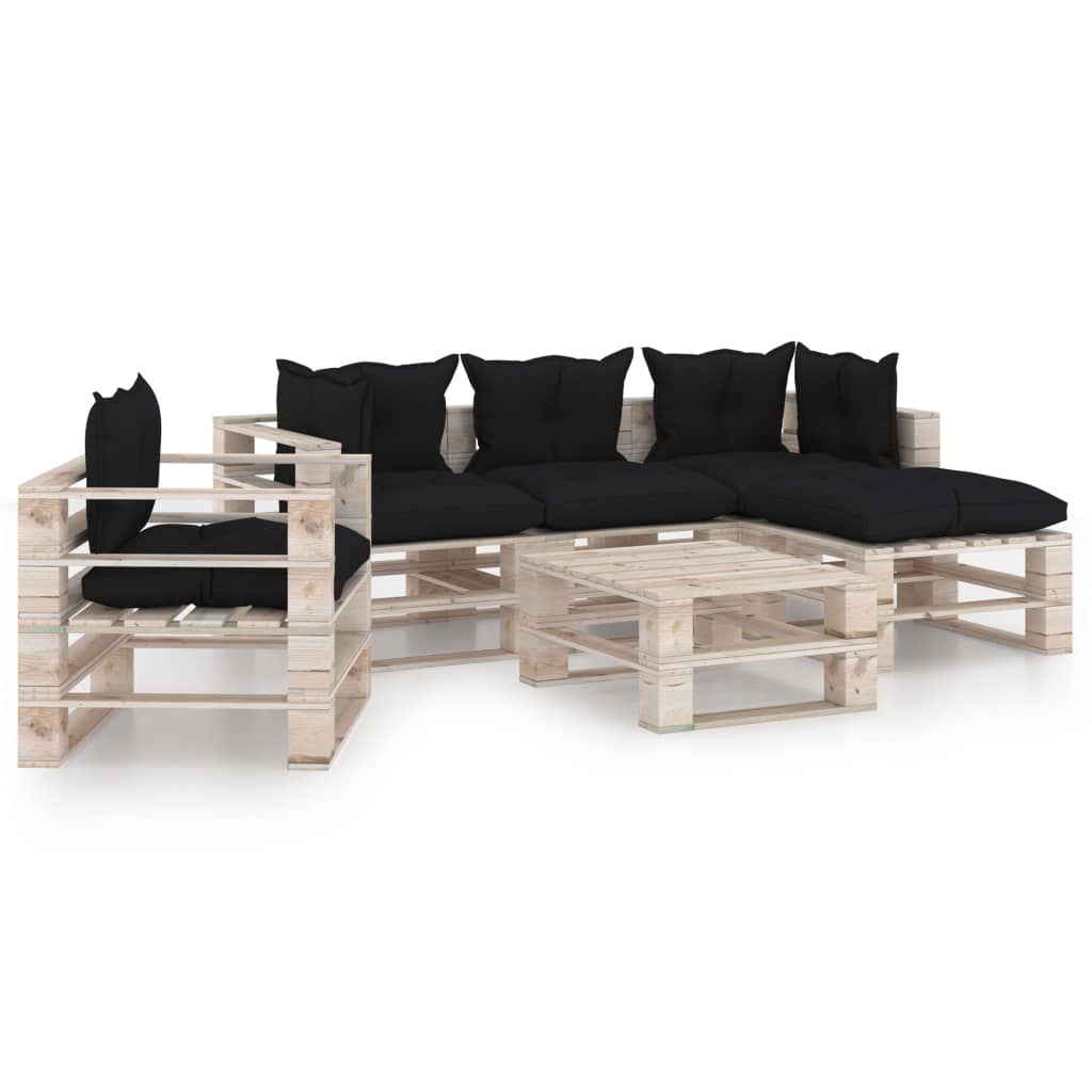 Mobilier de gradina din paleti cu perne negre cu 17 piese, vidaXL, Lemn, 70 x 67.5 x 62 cm, Negru