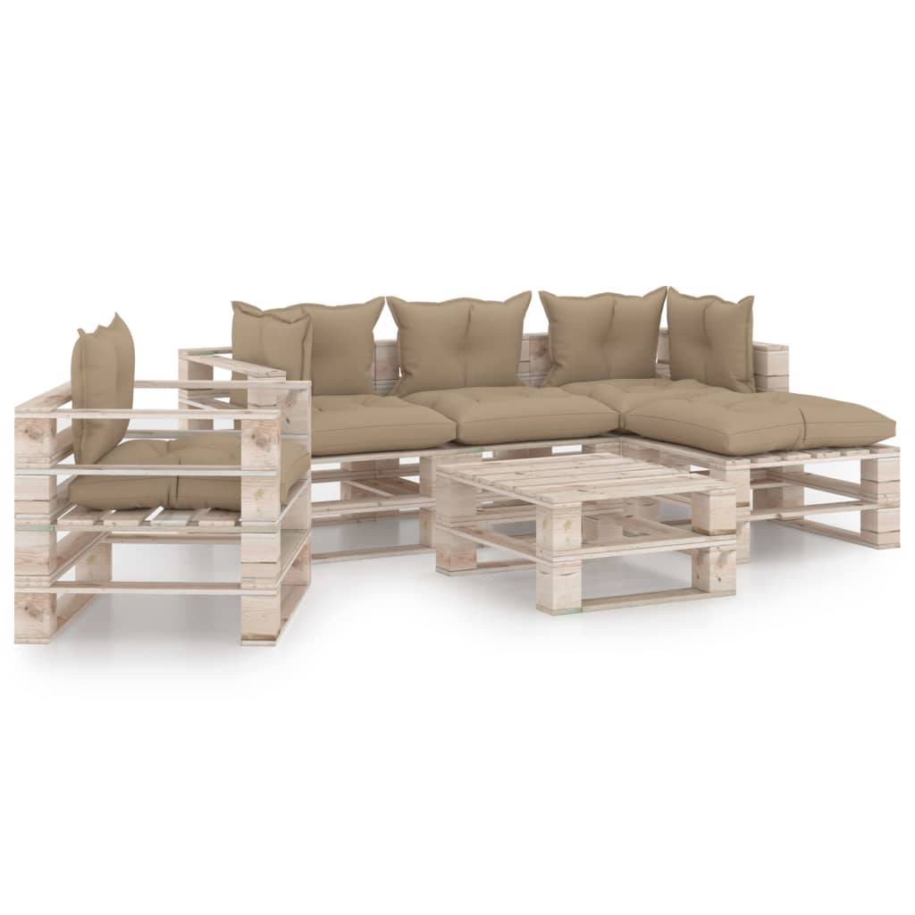 Mobilier de gradina din paleti cu perne bej cu 17 piese, vidaXL, Lemn, 70 x 67.5 x 62 cm, Bej
