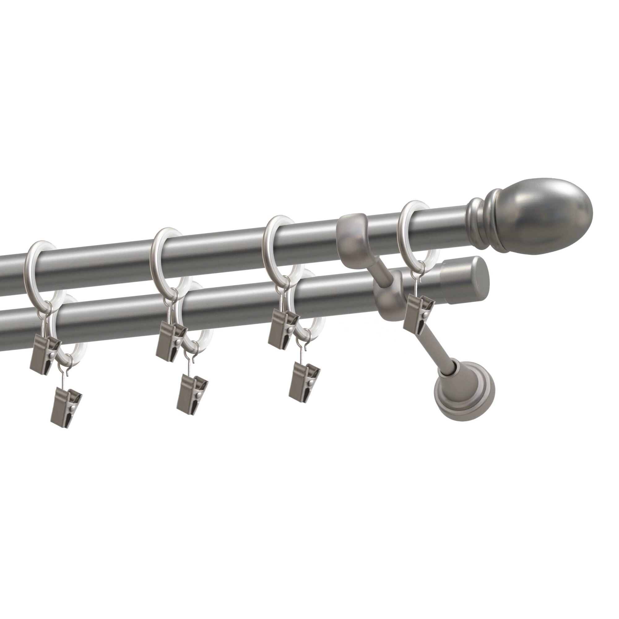 Kit galerie dubla Gardinia Par Argintiu satin 200 cm Ø 19/19 mm