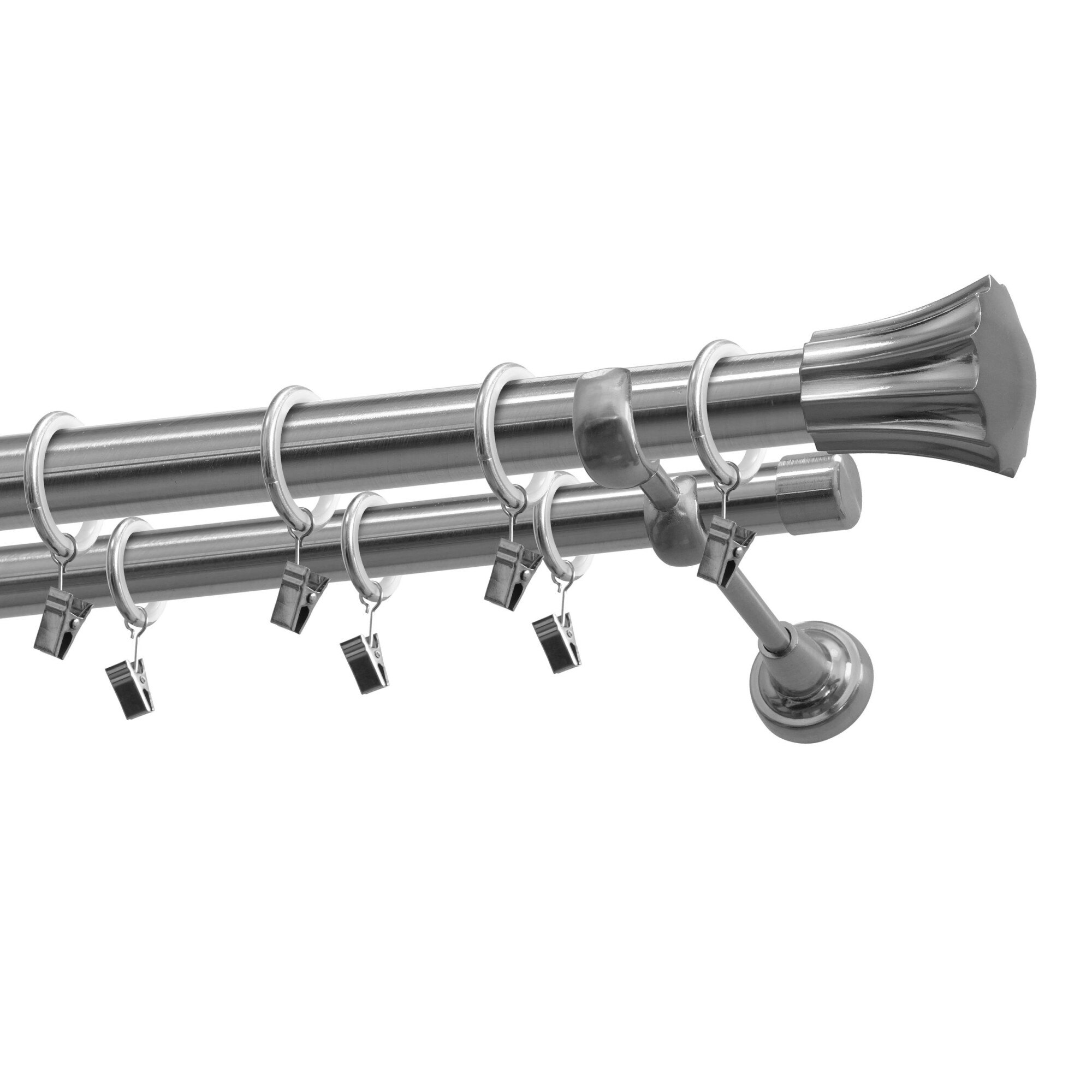 Kit galerie dubla Gardinia Rodos Nichel 240 cm Ø 25/19 mm