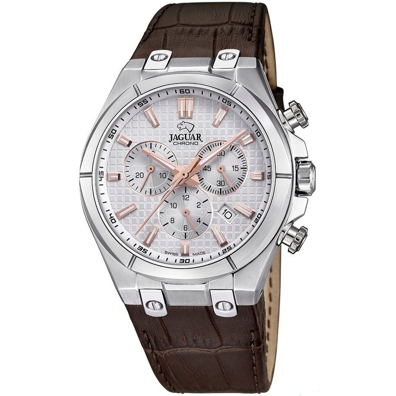 Ceas barbatesc Jaguar J696/1, Quartz, 44mm, 10ATM, Argintiu