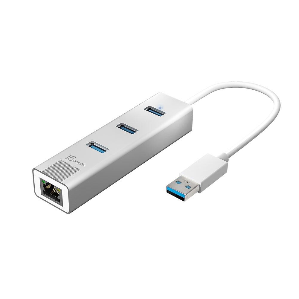 Hub cu 3 porturi j5create JUH474 USB 3.0 Gigabit Ethernet