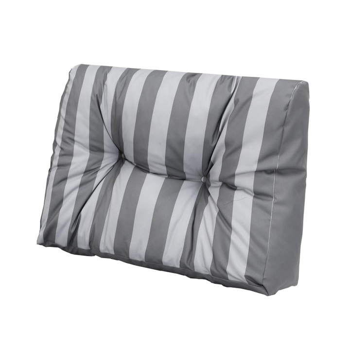 Háttámla kerti székhez "Leo", Oxford, Szürke, szürke csíkos, M méret - 40x60x20 cm