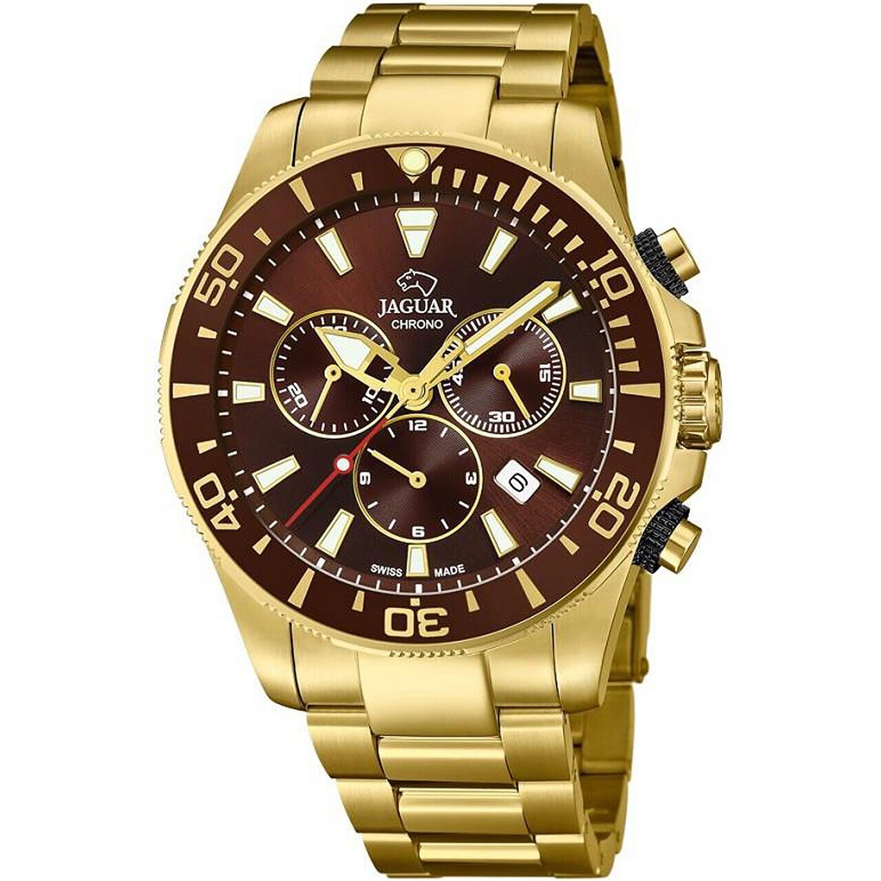 Ceas barbatesc Jaguar J864/4, Quartz, 44mm, 20ATM, Auriu