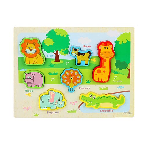 Puzzle incastru din lemn animale 7 piese