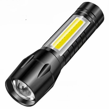 Lanterna reincarcabila cu Zoom, USB, Camping, Negru/Galben Lanterna reincarcabila cu Zoom, USB, Camping, Negru/Galben