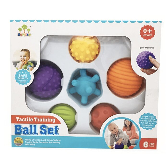 Set bile de jucarie Dentitie, 6 piese, Sunlike