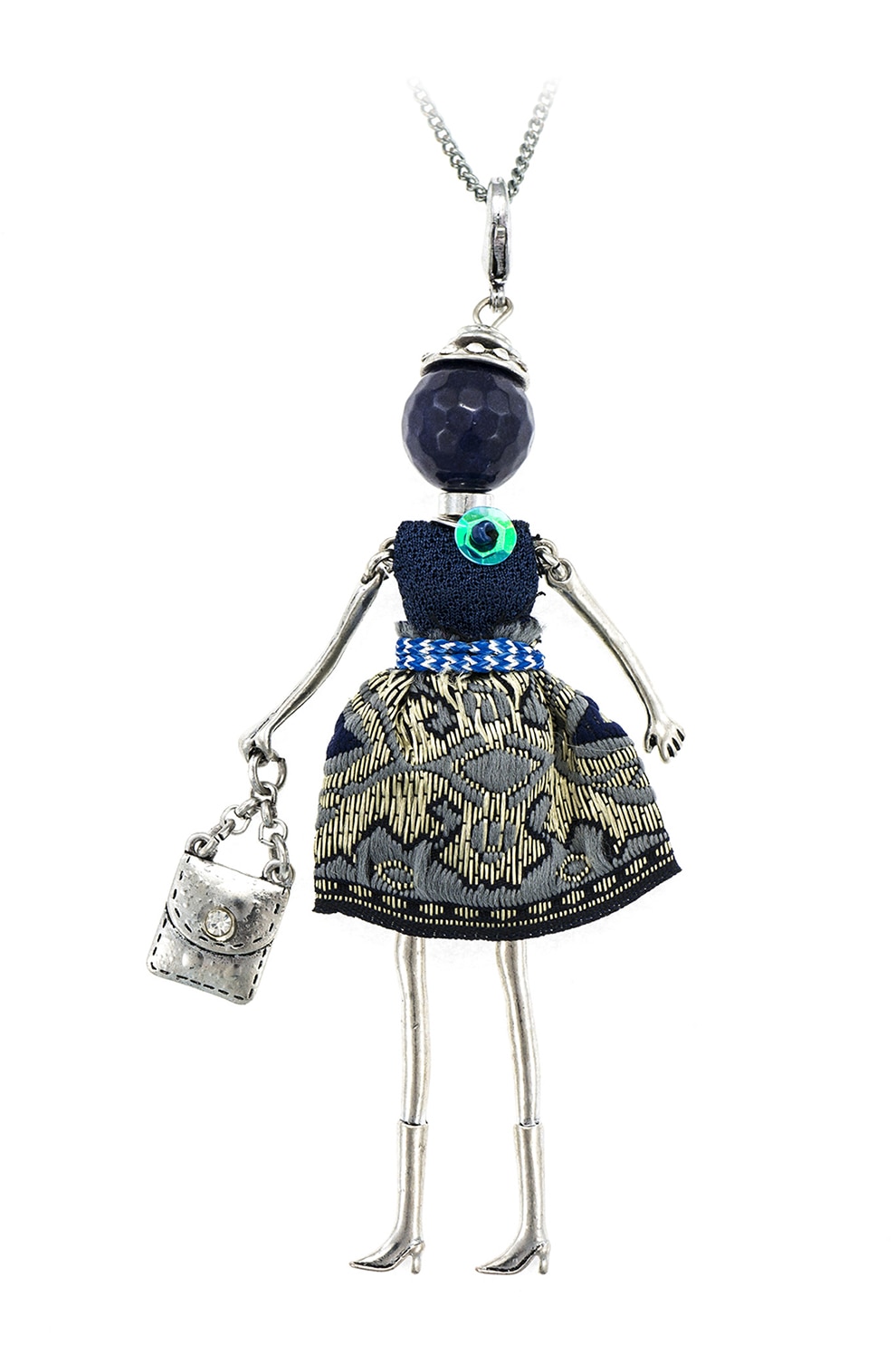 Roxannes - Bambole Milanesi, Colier ajustabil cu pandantiv in forma de papusa, Argintiu