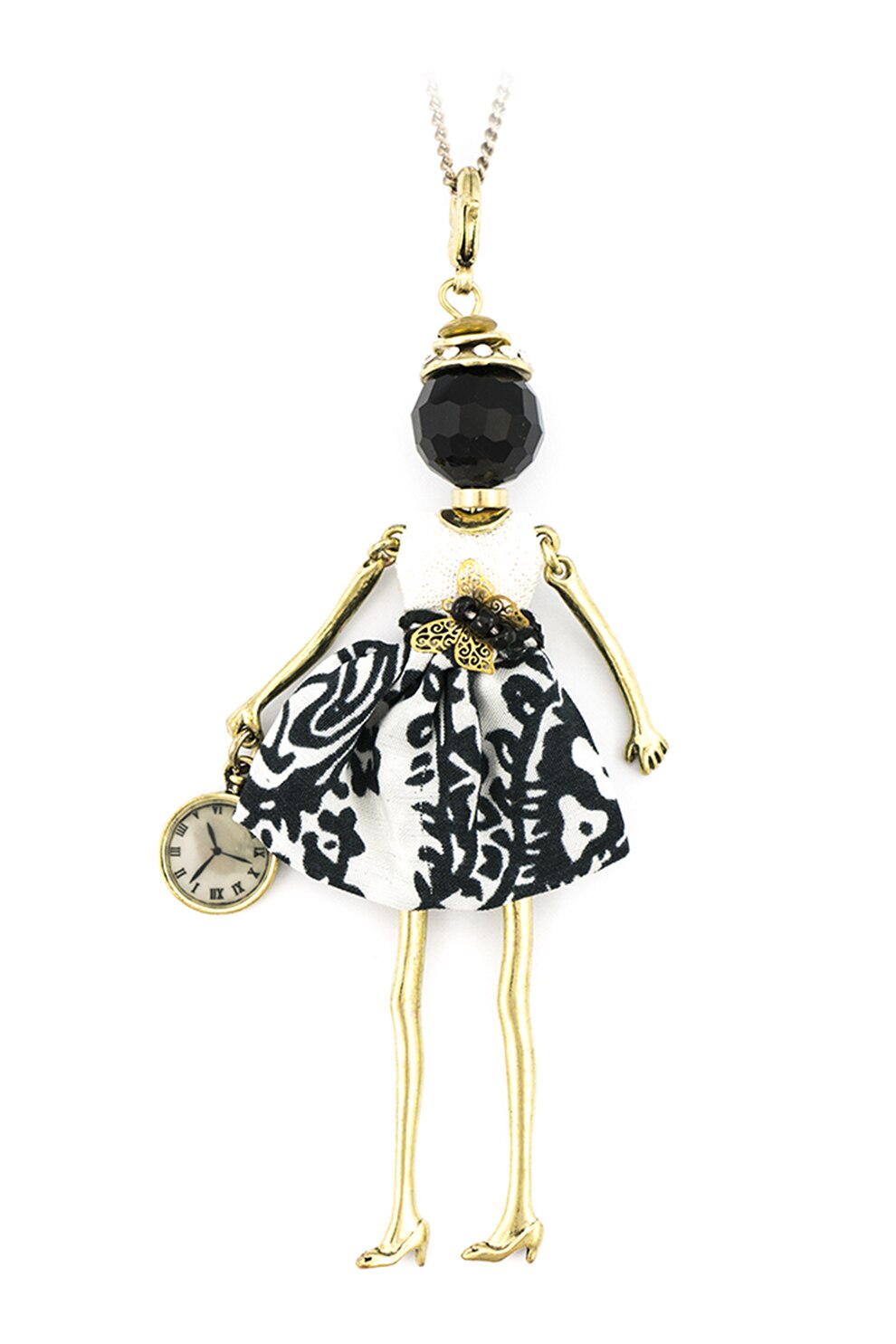 Roxannes - Bambole Milanesi, Colier ajustabil cu pandantiv in forma de papusa, Auriu