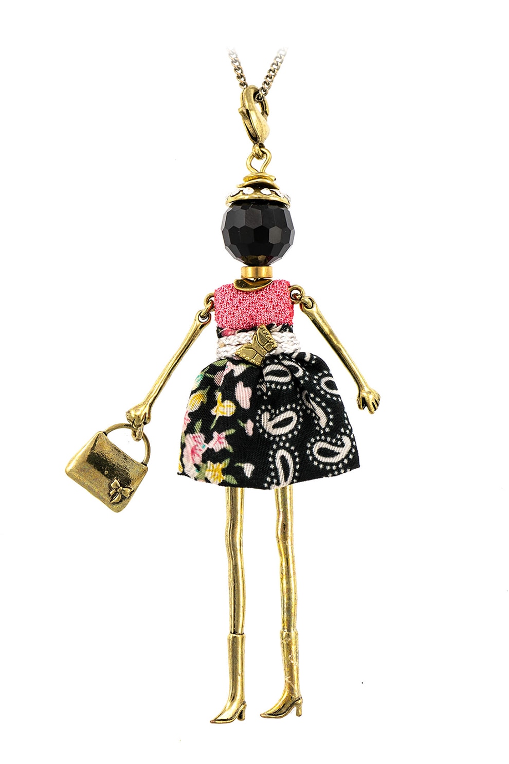 Roxannes - Bambole Milanesi, Colier ajustabil cu pandantiv in forma de papusa, Auriu