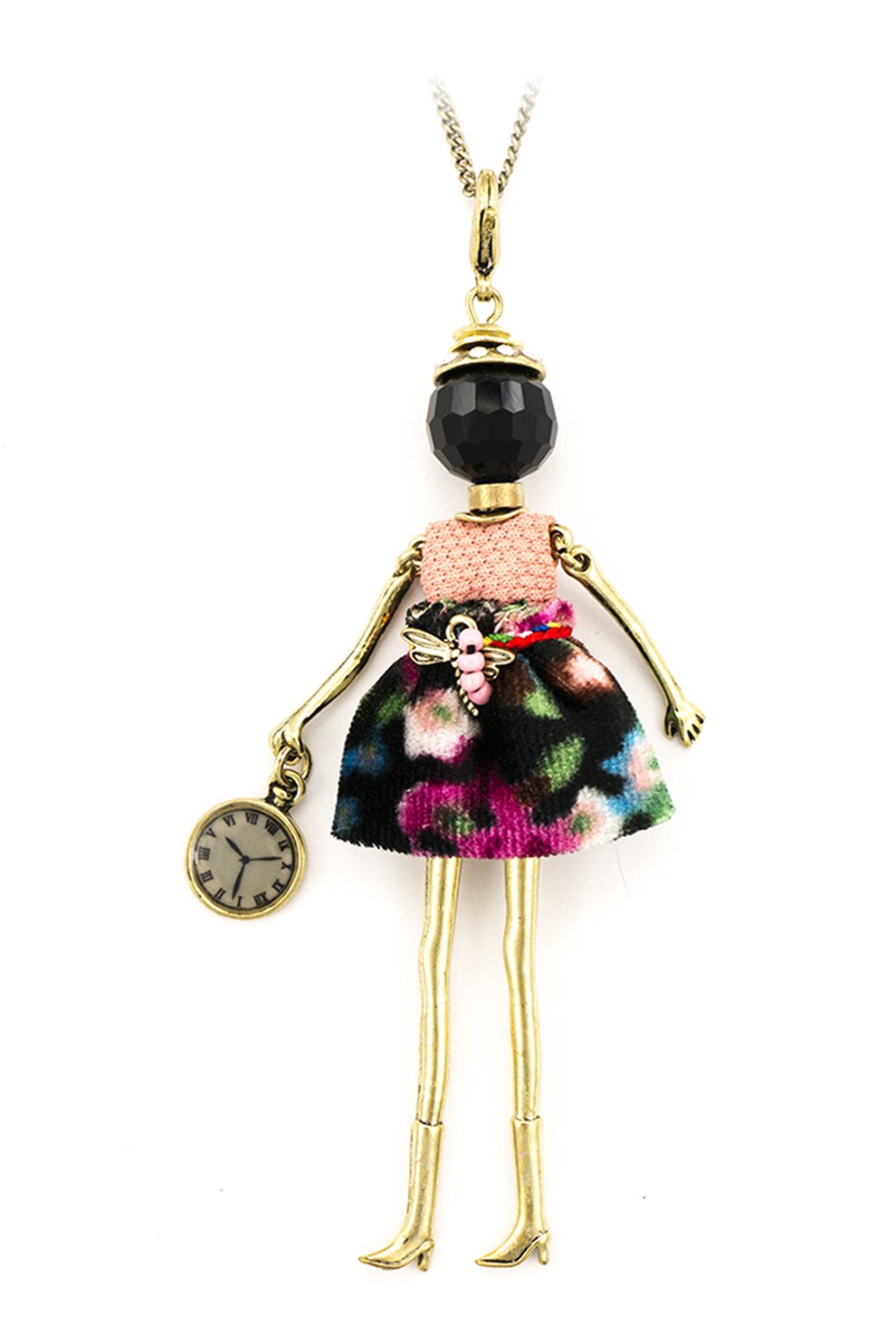 Roxannes - Bambole Milanesi, Colier cu pandantiv in forma de papusa, Auriu