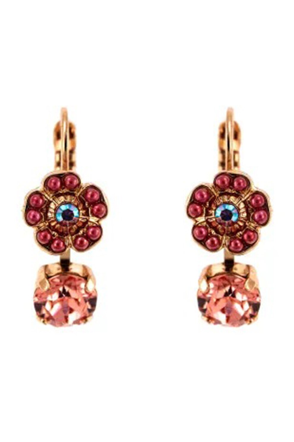 Roxannes - Mariana Jewellery, Cercei placati cu aur rose de 24k si decorati cu cristale europene, Auriu