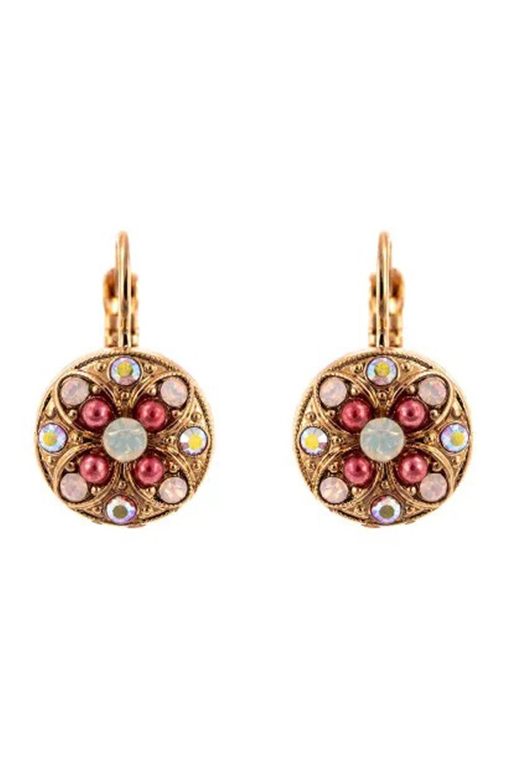 Roxannes - Mariana Jewellery, Cercei placati cu aur rose de 24k si decorati cu cristale europene, Auriu