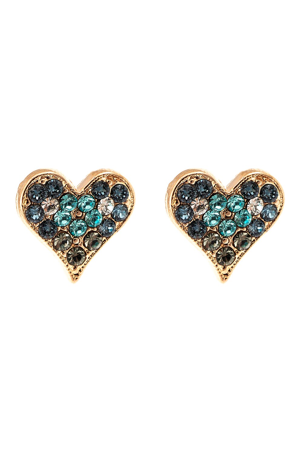 Roxannes - Mariana Jewellery, Cercei placati cu aur de 24K, in forma de inima, cu cristale, Auriu