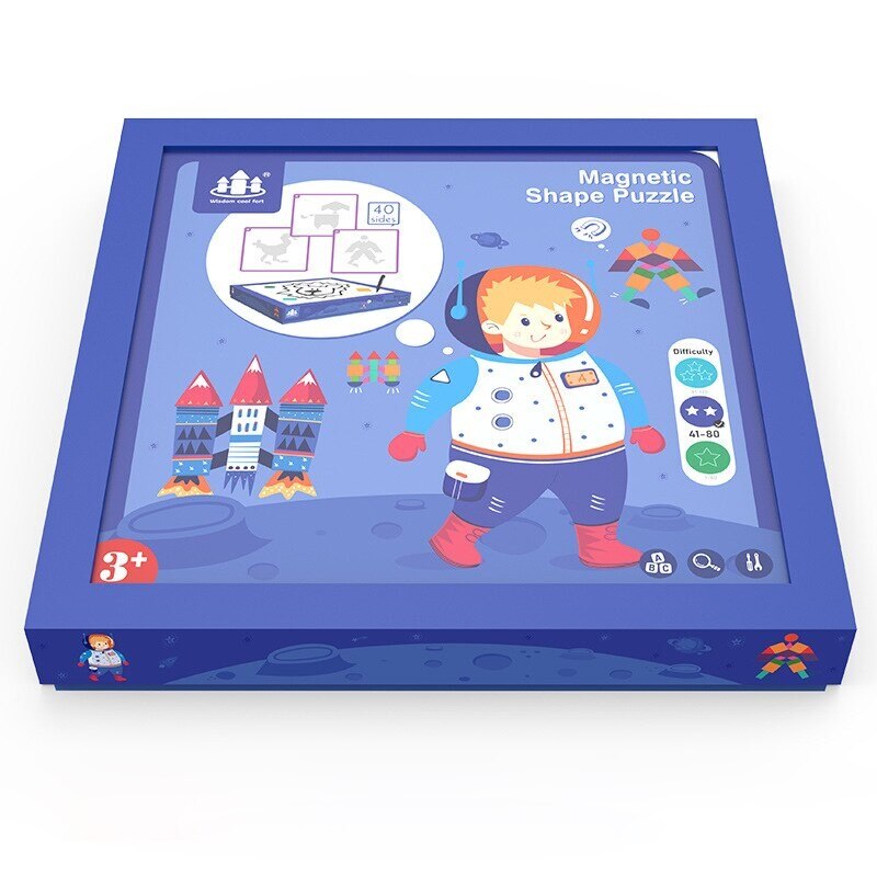 Puzzle magentic cu forme geometrice Astronaut - 40 piese