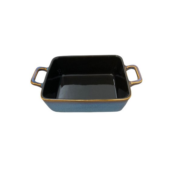 Tava servire Koopman, ceramica, 23.6x15.3x5.6 cm, albastru/negru