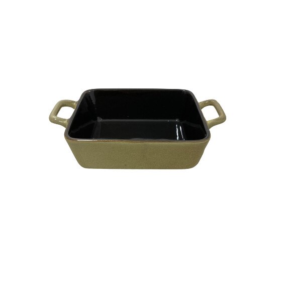 Tava servire Koopman, ceramica, 23.6x15.3x5.6 cm, verde deschis/negru