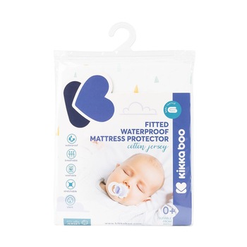 Protectie impermeabila jersey KikkaBoo 120x60x15 cm Triangles Protectie impermeabila jersey KikkaBoo 120x60x15 cm Triangles