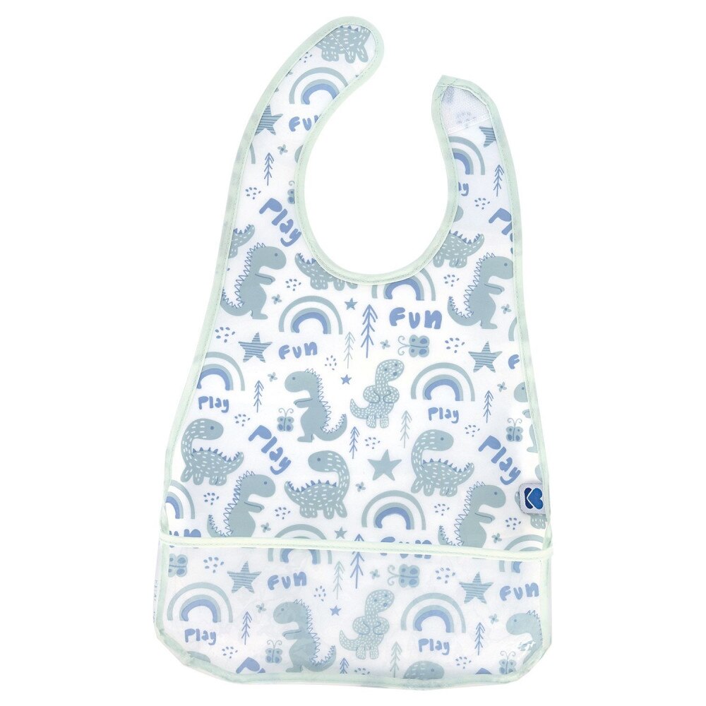 Baveta impermeabila cu buzunar KikkaBoo Dinosaur Blue