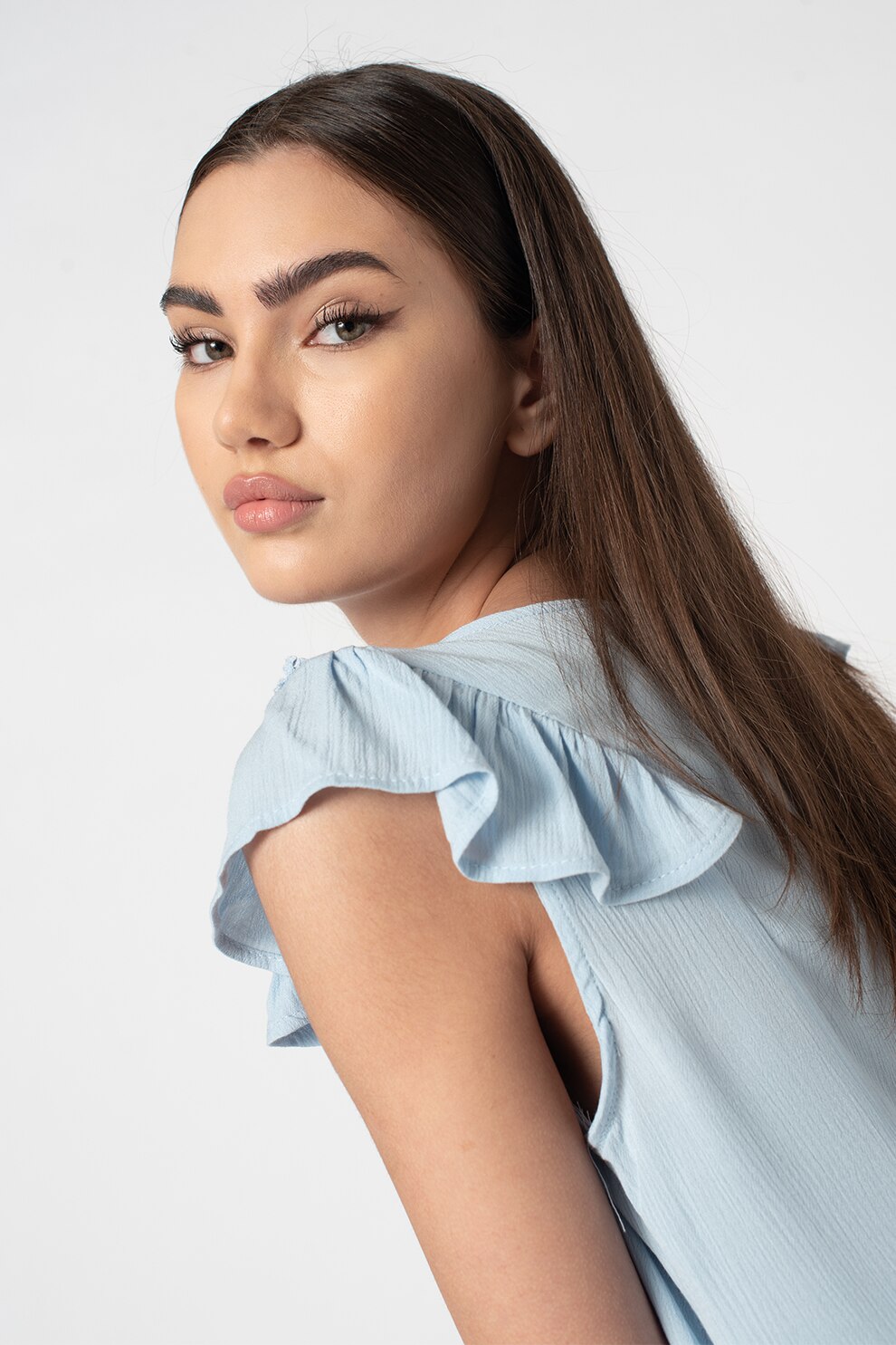 Haily's, Bluza cu decolteu in V si nasturi Lola, Albastru lavanda