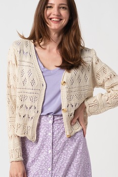 Haily's, Cardigan tricotat cu perforatii Maisy, Bej Haily's, Cardigan tricotat cu perforatii Maisy, Bej