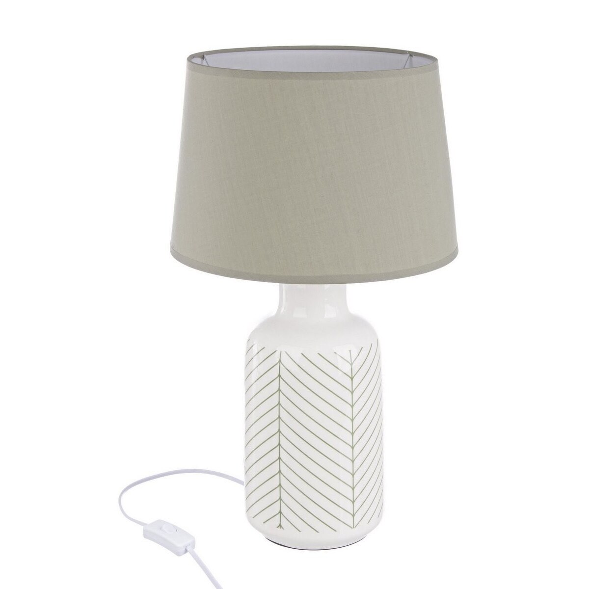 Veioza ceramica alb cu abajur verde Leaf Ø 15.5 cm x 48 h