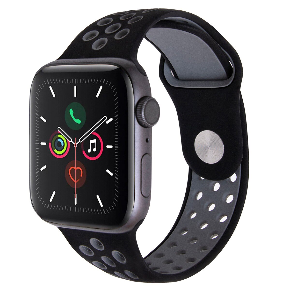 Curea pentru Apple Watch, compatibil pentru Apple Watch 2/3/4/5/6, Nike+, Edition , din material silicon, dimensiune display 38 mm, Negru/Gri