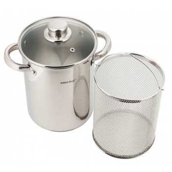 Oala pentru sparanghel Kinghoff KH 1525, 16 cm, 4.2 l, Inox, Inductie, Capac, Argintiu Oala pentru sparanghel Kinghoff KH 1525, 16 cm, 4.2 l, Inox, Inductie, Capac, Argintiu