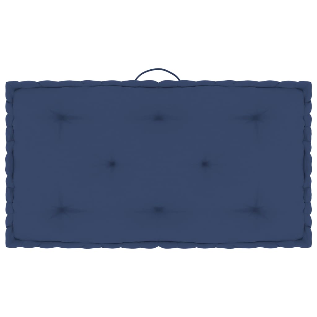 Perna de podea cu maner pentru canapea din paleti, vidaXL, Bumbac, 73 x 40 x 7 cm, Albastru